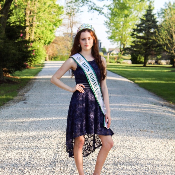 Navy Lace High Low Cocktail Dress - Picture 4 of 6